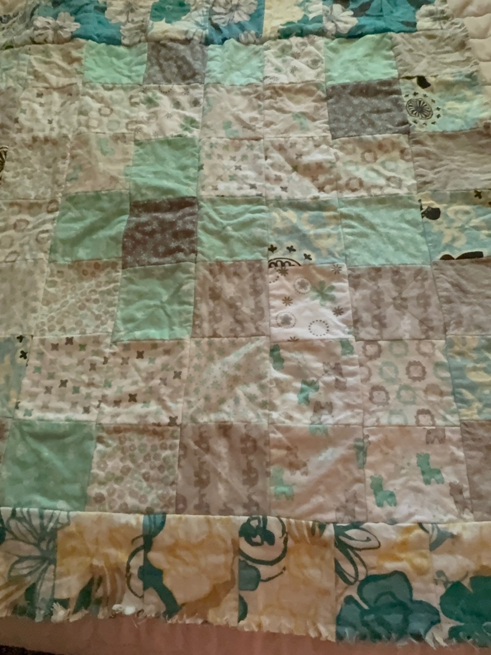 toddler rag quilt 32x32 pastel colors